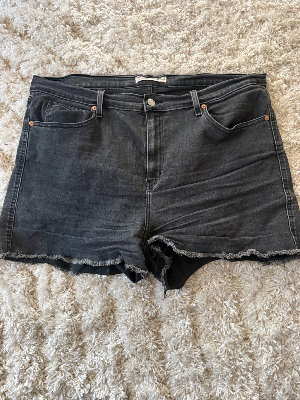 Signature by Levi Strauss Black Frayed Denim Shorts